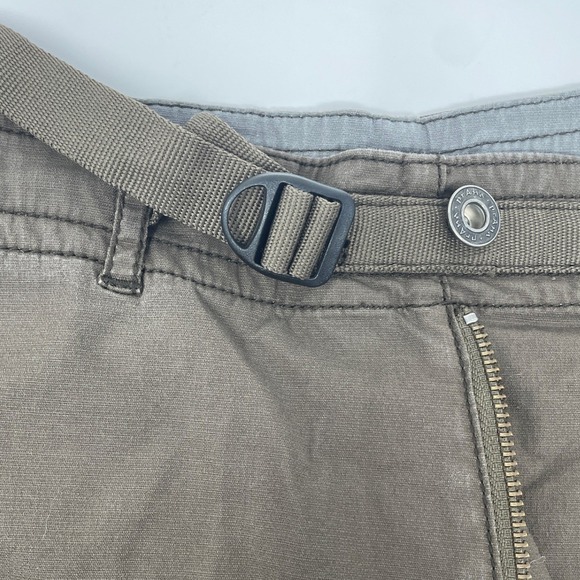 prAna Men's M Olive Green Hiking Climbing Cropped Pants Integrated Belt - Picture 10 of 14